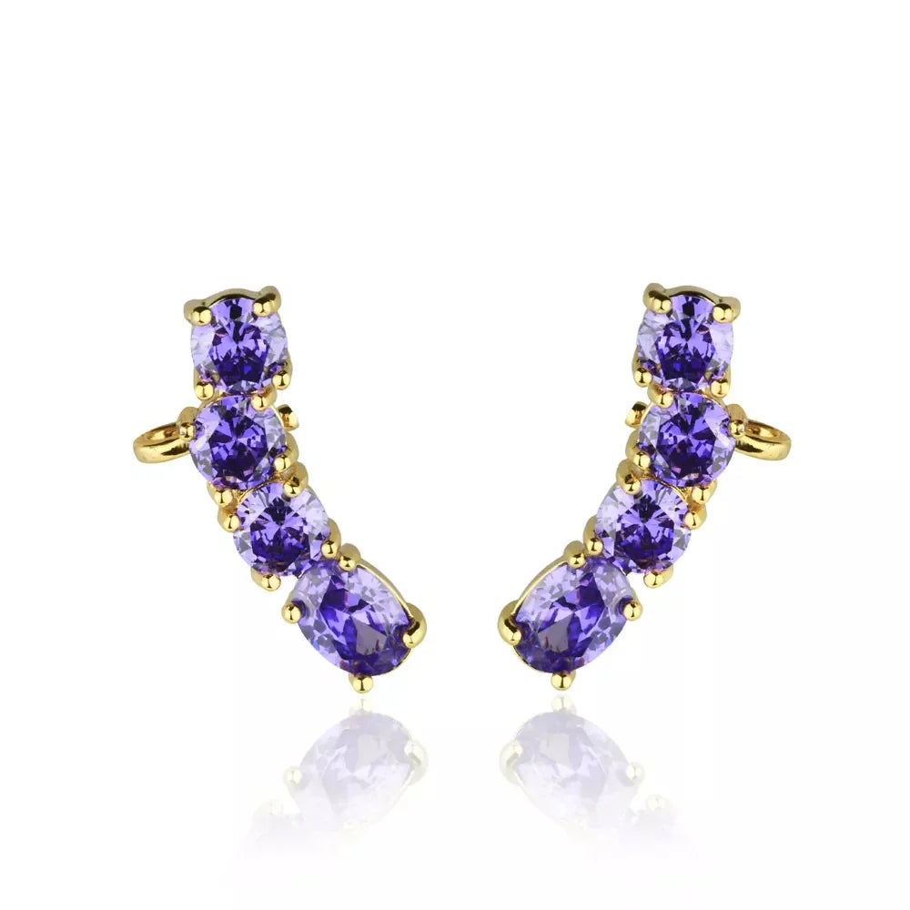 Brinco Furos Zircônias Violeta Banho Ouro 18k, foto 3