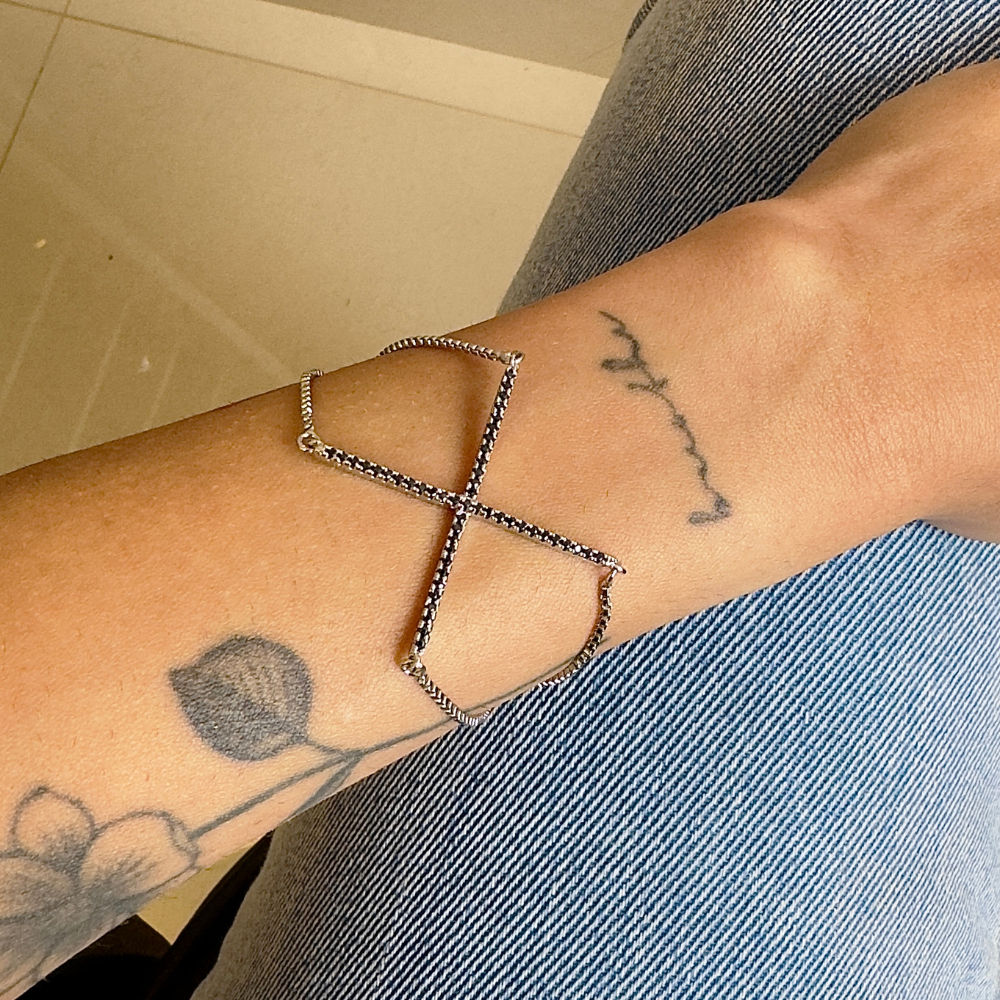 PULSEIRA X BANHO RÓDIO BRANCO OU OURO 18K