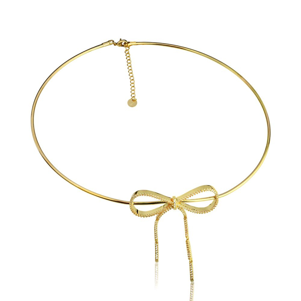 CHOKER LAÇO BANHO RÓDIO E OURO 18K