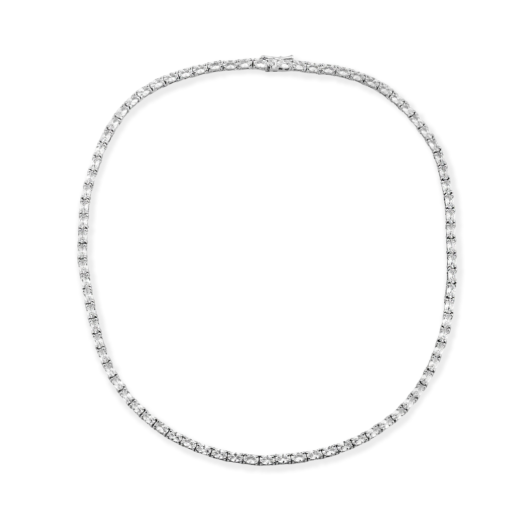 CONJUNTO BRINCO E COLAR ZIRCÔNIA CRISTAL RÓDIO BRANCO