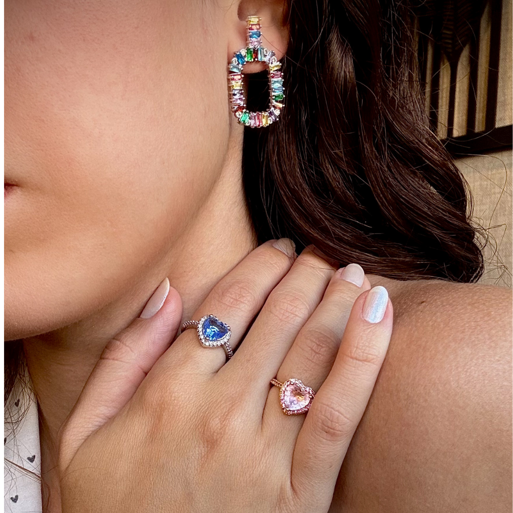 BRINCO OVAL + ANEL CORAÇÃO