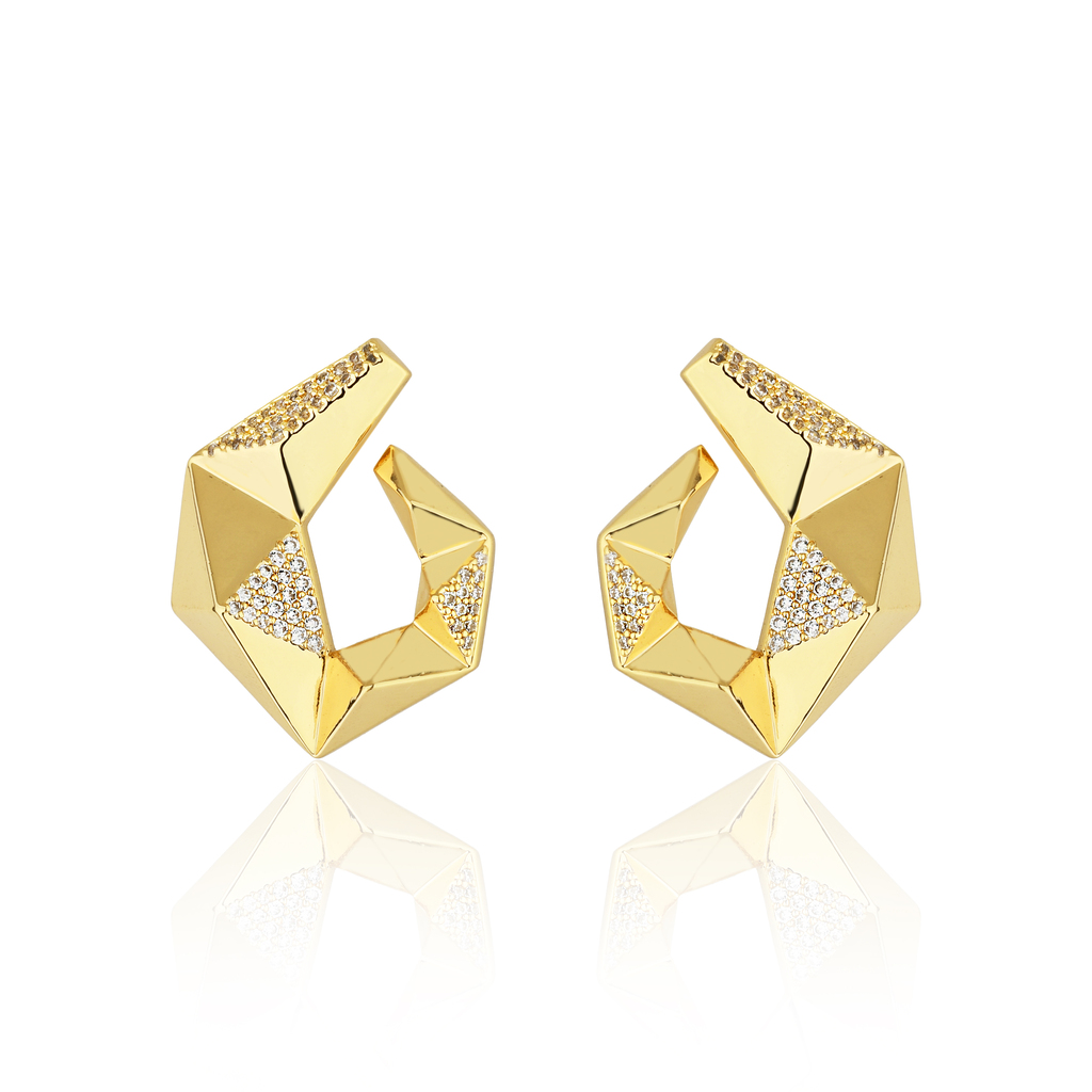 BRINCO CIRCULAR ZIRCÔNIAS BANHO OURO