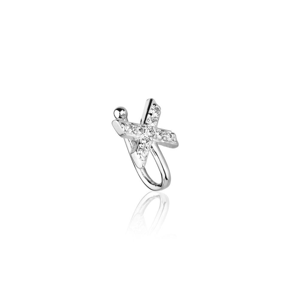 EARCUFF XO BANHO RÓDIO E OURO 18K