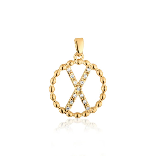 Pingente Logo X Cravejado Micro Zircônias Banho Ouro 18k – foto 2 | Selet Joias