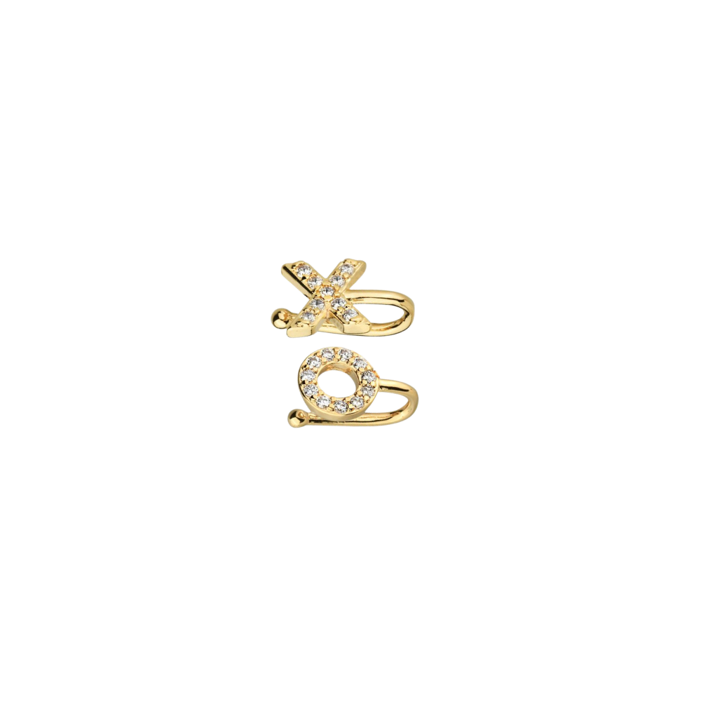 EARCUFF XO BANHO RÓDIO E OURO 18K