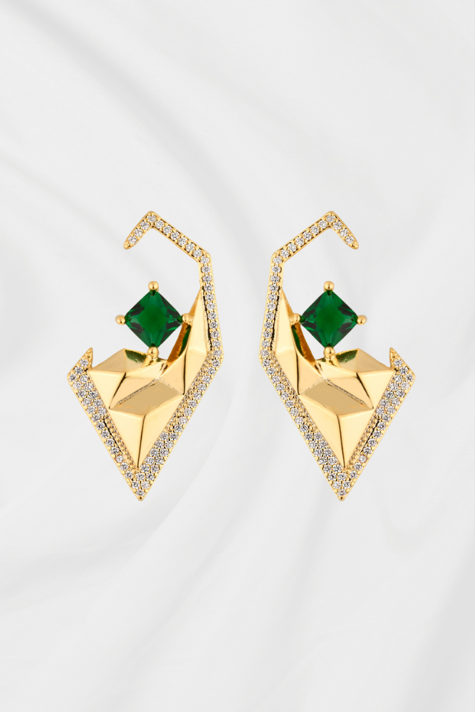 BRINCO ABSTRATO VERDE OURO 18K