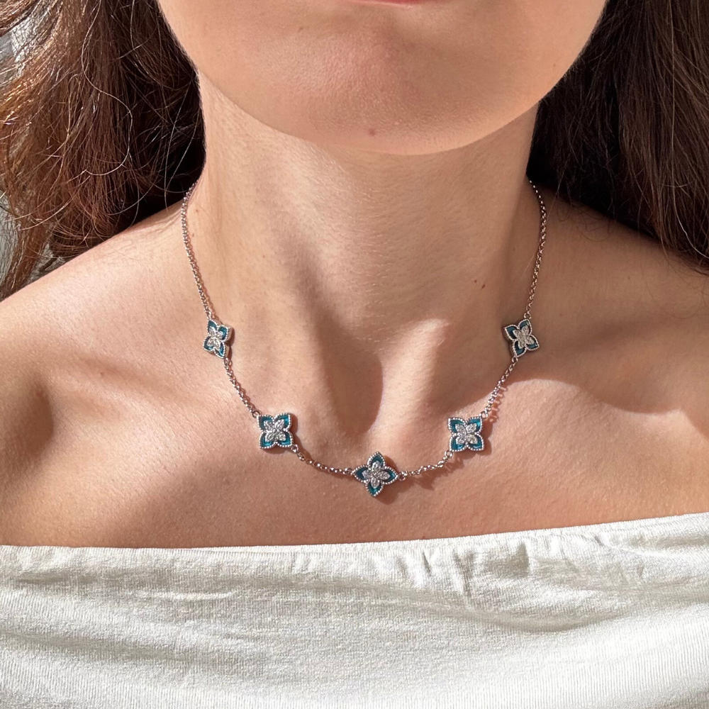 COLAR PINGENTES TREVO BANHO RÓDIO