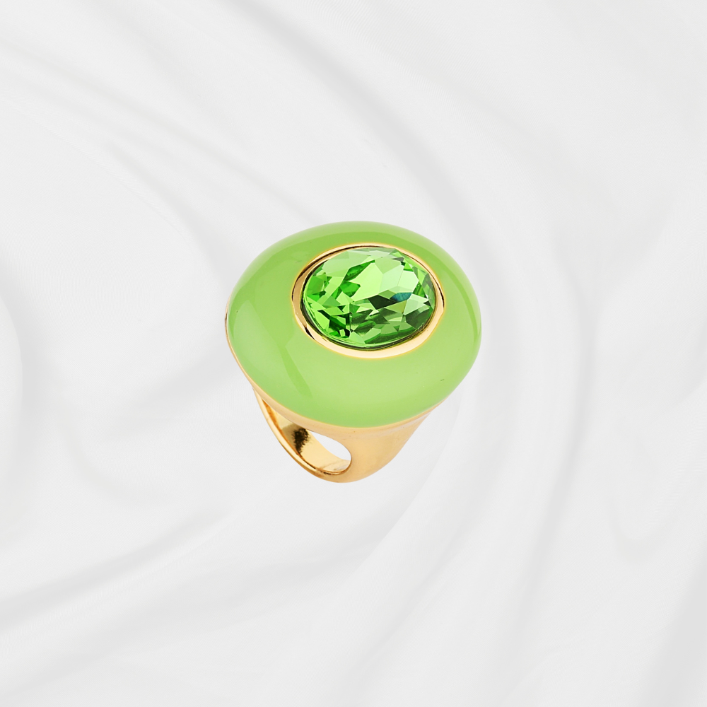 ANEL MAX ESMALTADO VERDE DOURADO
