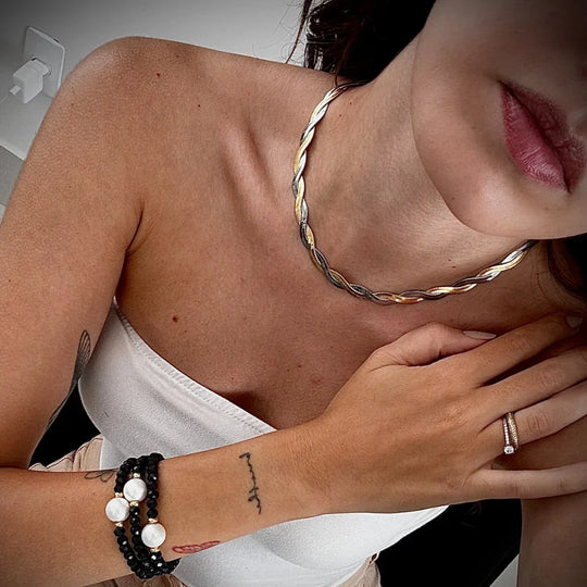 Pulseira Cristais e Pérola Banho Ouro 18k – foto 5 | Selet Joias