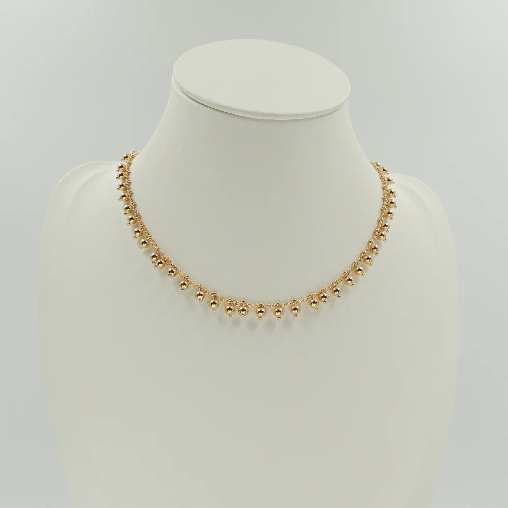 COLAR BOLINHAS BANHO RÓDIO OU OURO 18K