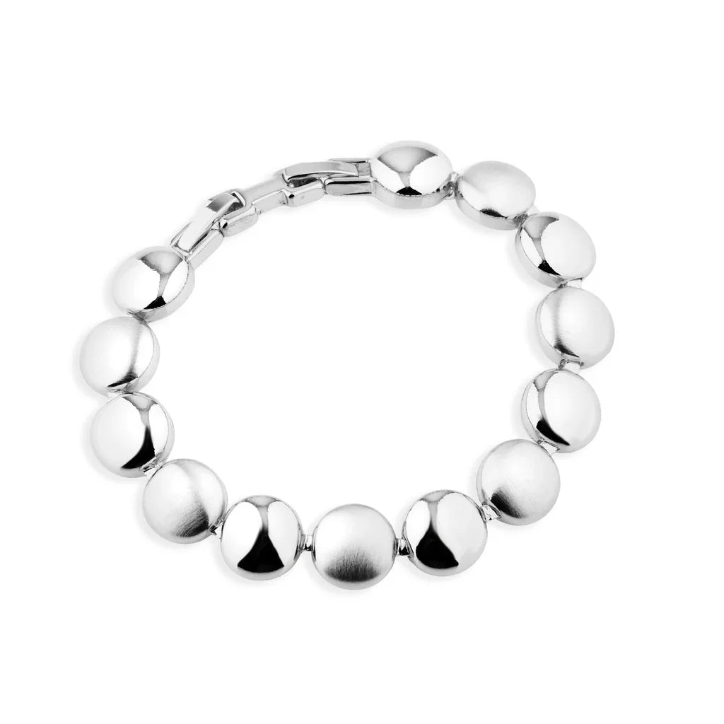 Conjunto Brinco e Pulseira Lisa Banho Ródio Branco, foto 7