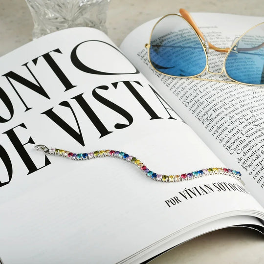Pulseira Riviera Colorida Banho Ródio ou Ouro 18k – foto 2 | Selet Joias