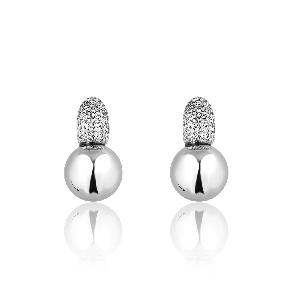 BRINCO BOLA COM ZIRCÔNIAS BANHO RÓDIO