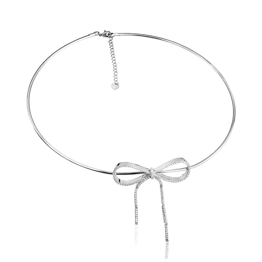CHOKER LAÇO BANHO RÓDIO E OURO 18K