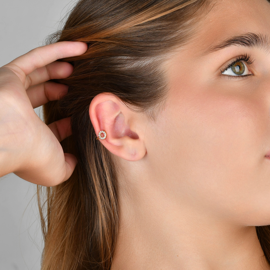 EARCUFF XO BANHO RÓDIO E OURO 18K