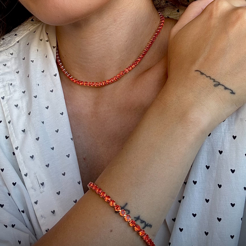 COLAR RIVIERA LARANJA BANHO OURO 18K