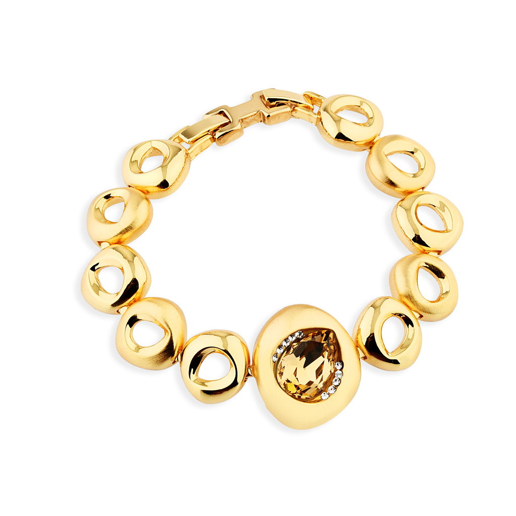 PULSEIRA ROBUSTA ZIRCÔNIA CHAMPAGNE BANHO OURO