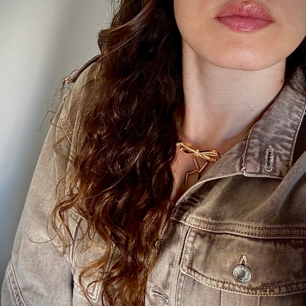 CHOKER LAÇO BANHO RÓDIO E OURO 18K