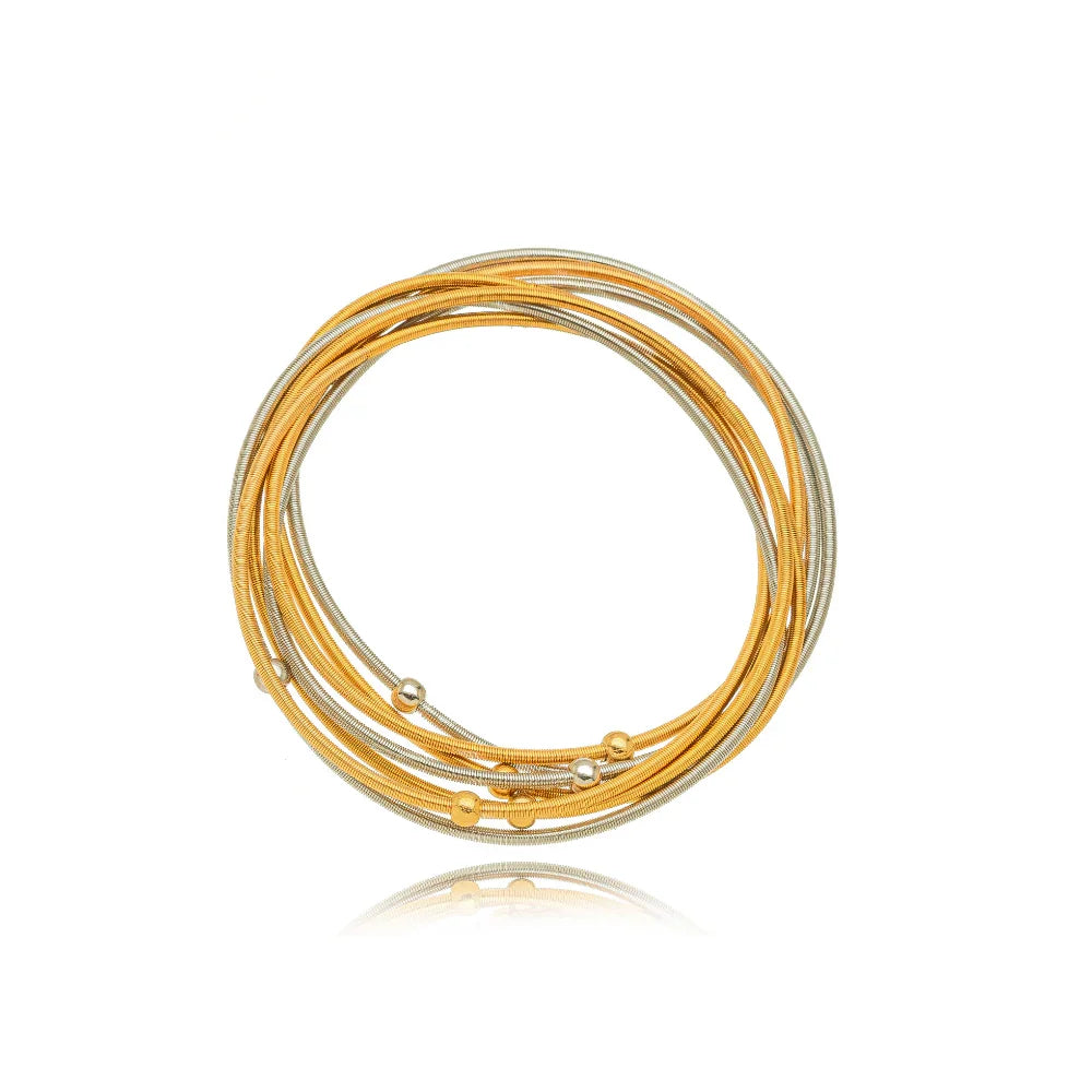 Pulseira Fio com Voltas Bicolor Banho Ouro 18k e Ródio Branco, foto 6