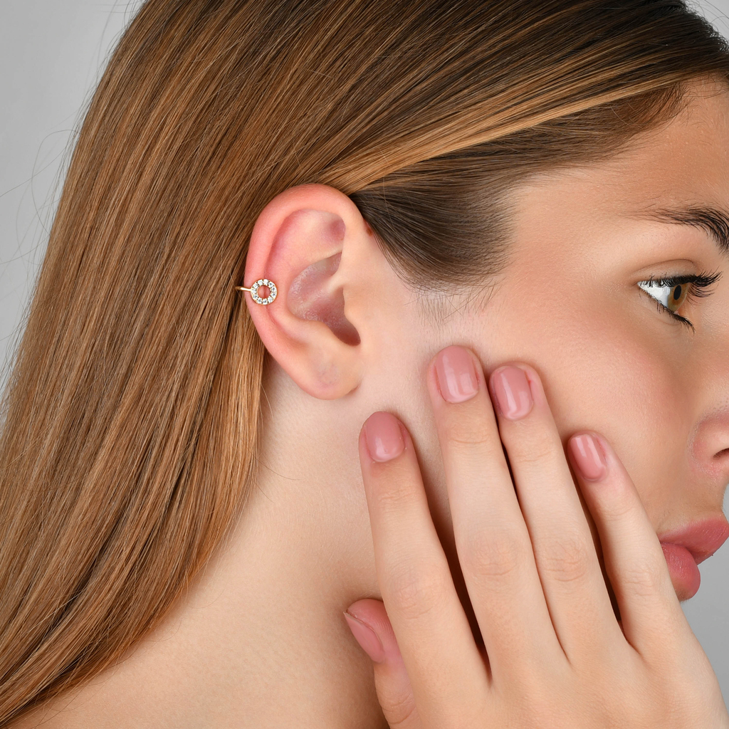 EARCUFF XO BANHO RÓDIO E OURO 18K