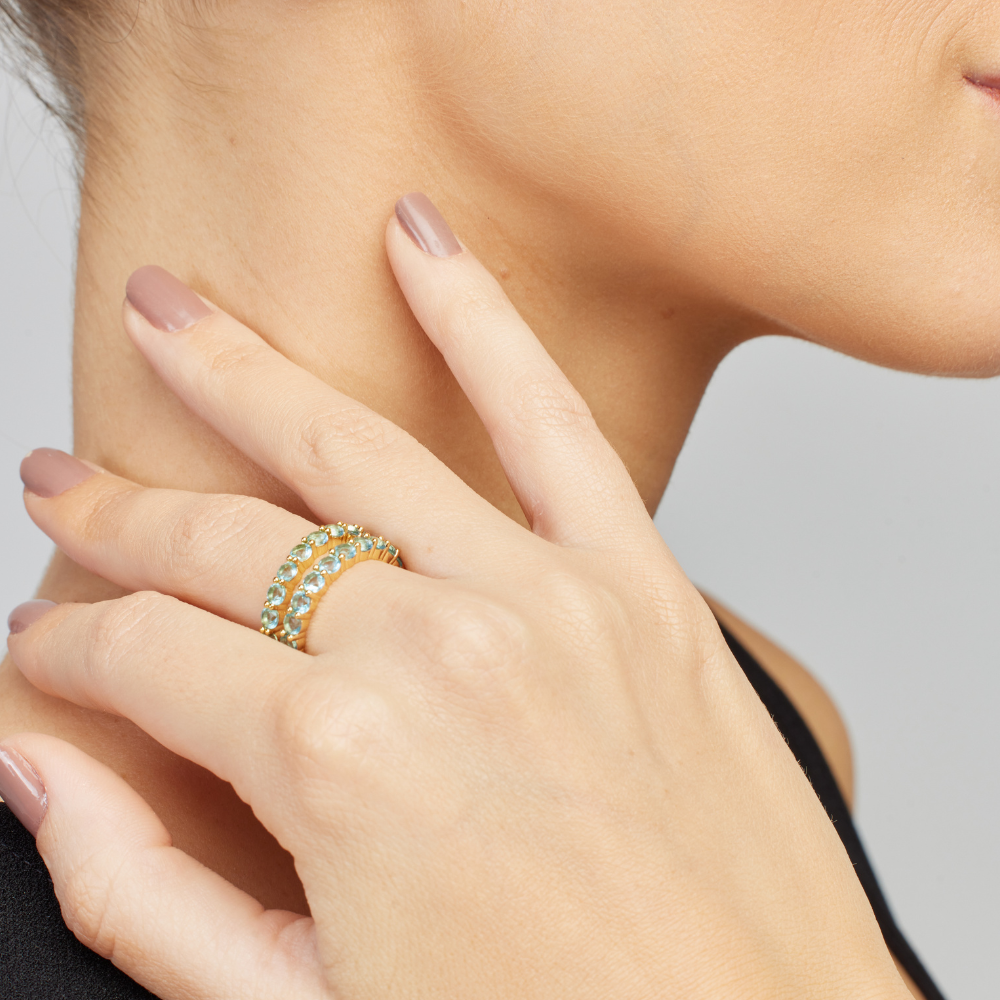 ANEL APARADOR ACQUA MARINHA DOURADO