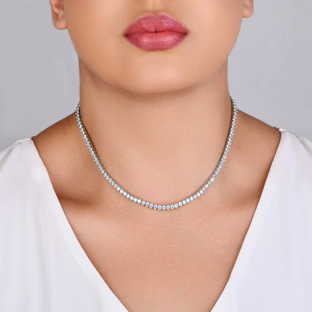 COLAR RIVIERA 3 PONTAS AZUL BANHO RÓDIO