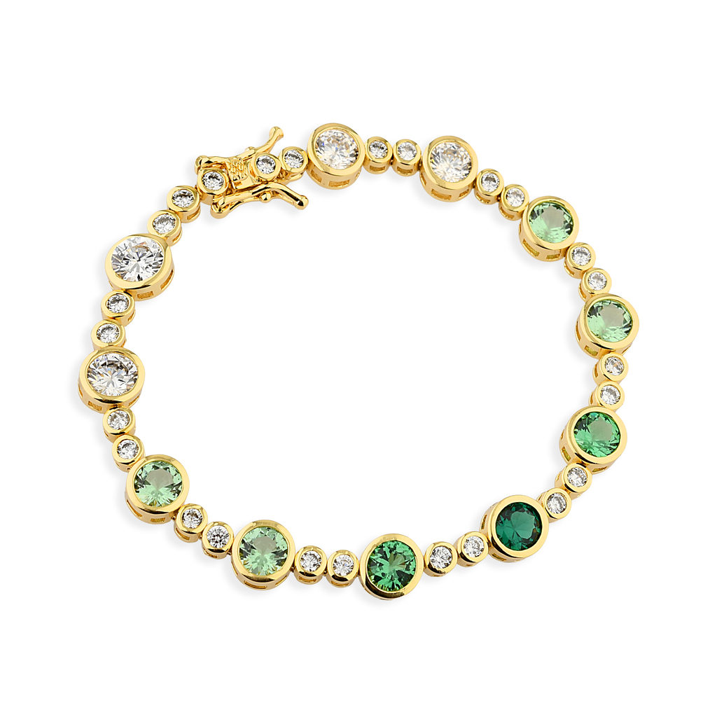 PULSEIRA ZIRCÔNIAS VERDES BANHO OURO