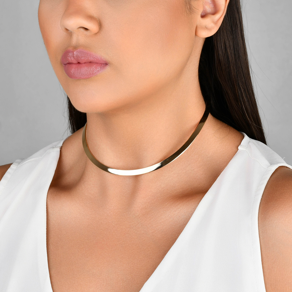 CHOKER CLEÓPATRA OURO + PINGENTE ROSA