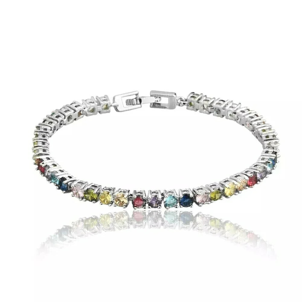 PULSEIRA RIVIERA COLORIDA BANHO OURO 18K