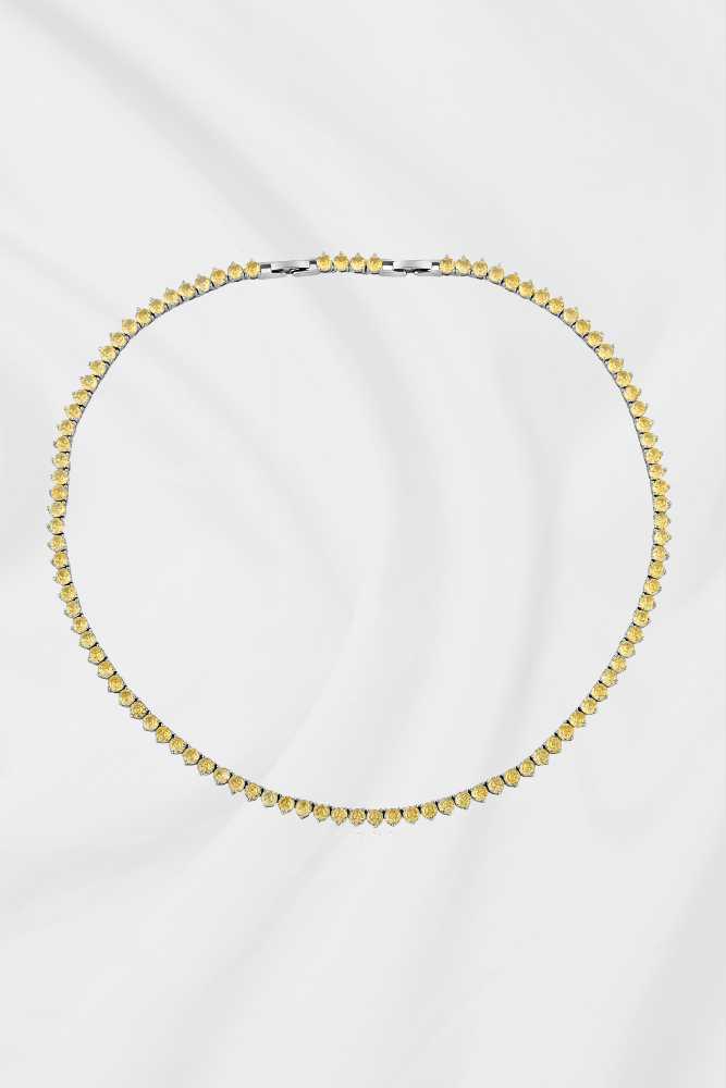 COLAR RIVIERA AMARELA 3 PONTAS RÓDIO BRANCO