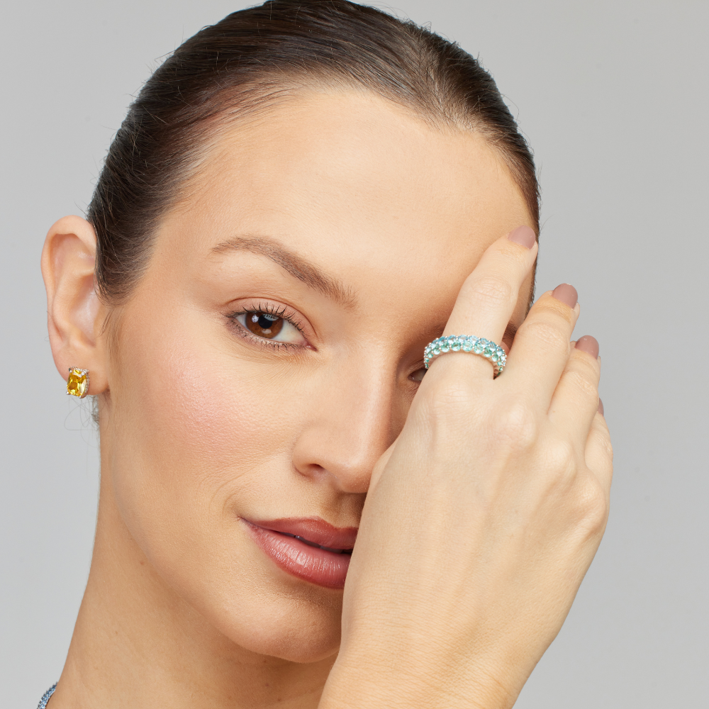 ANEL APARADOR ACQUA MARINHA RÓDIO BRANCO