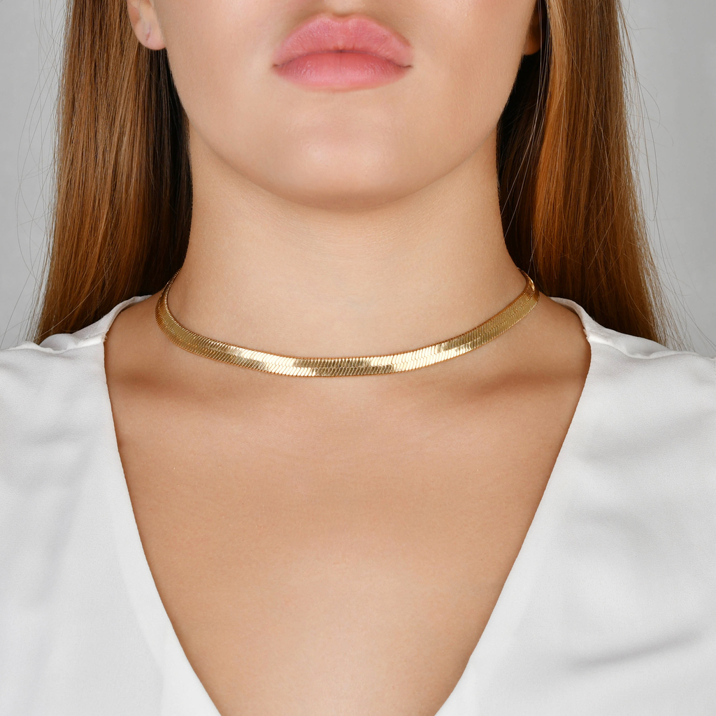 COLAR GARGANTILHA LAMINADA BANHO OURO