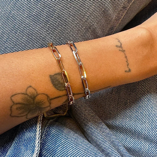 Pulseira Elos Largos Banho Ródio ou Ouro 18k – foto 1 | Selet Joias