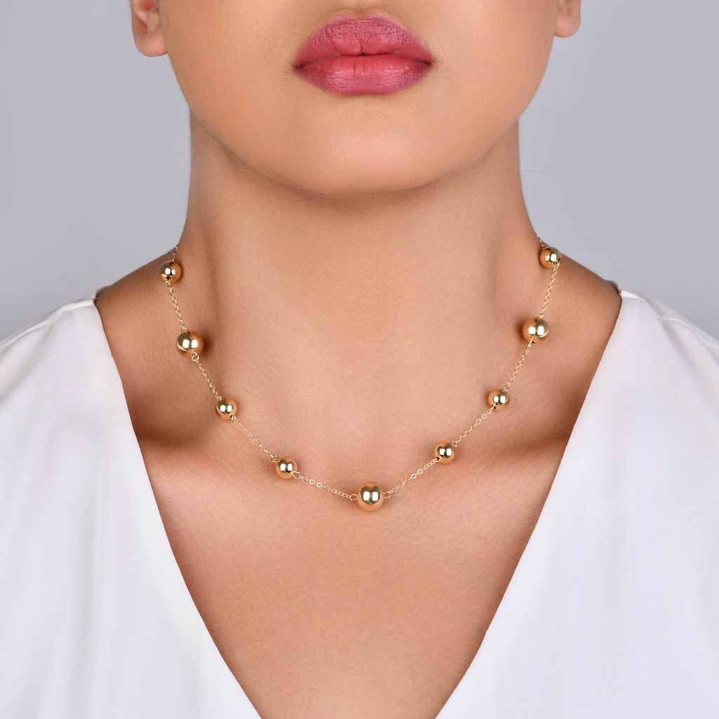 COLAR COM BOLINHA LISA BANHO OURO