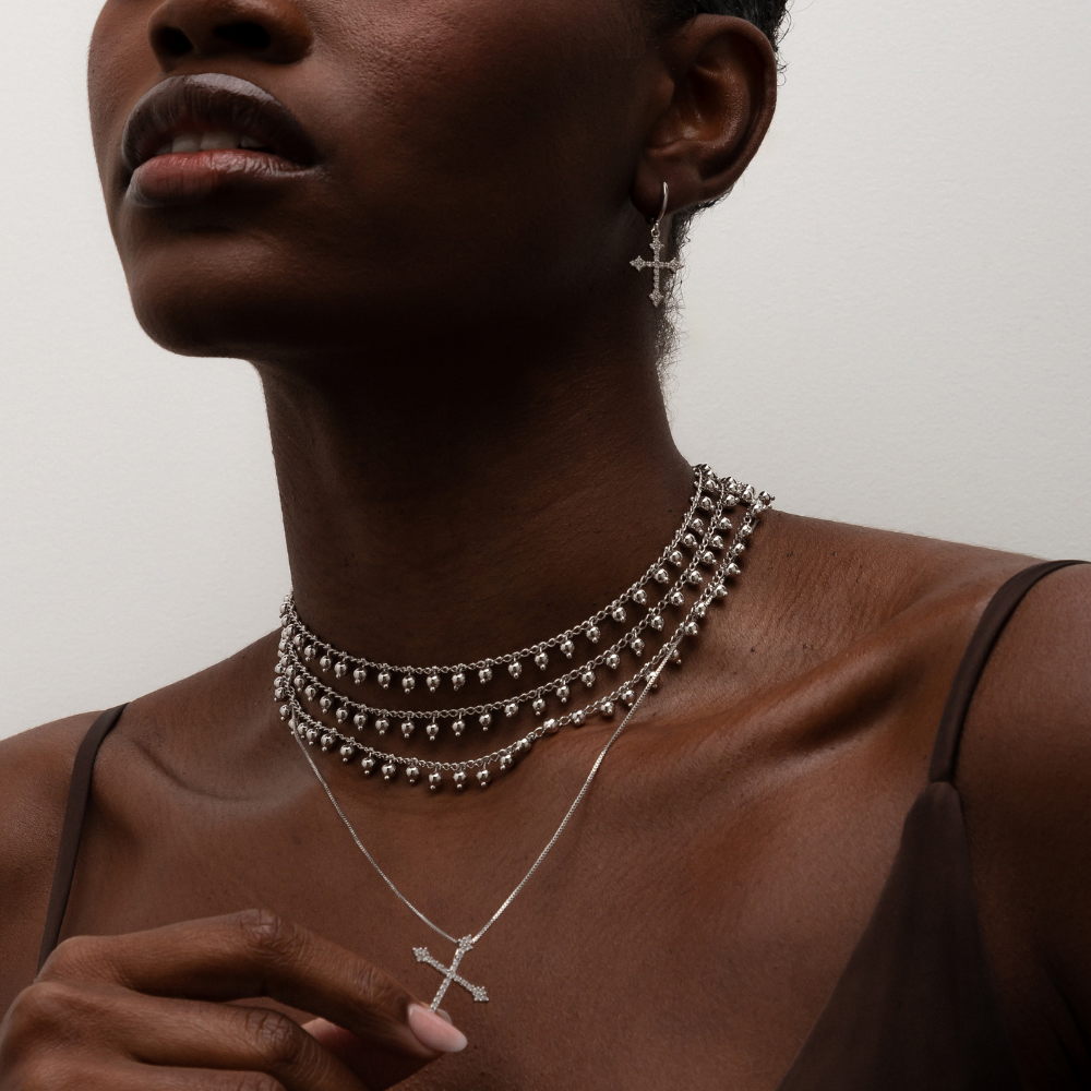 COLAR BOLINHAS BANHO RÓDIO OU OURO 18K