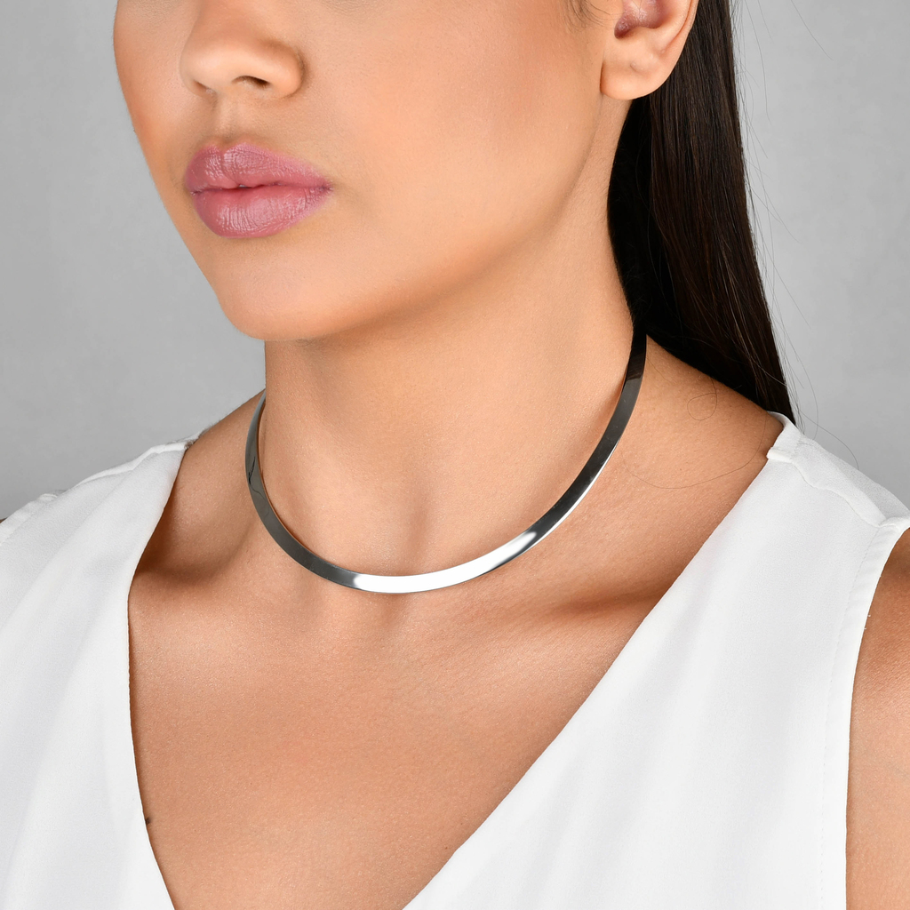 CHOKER CLEÓPATRA FINA RÓDIO BRANCO