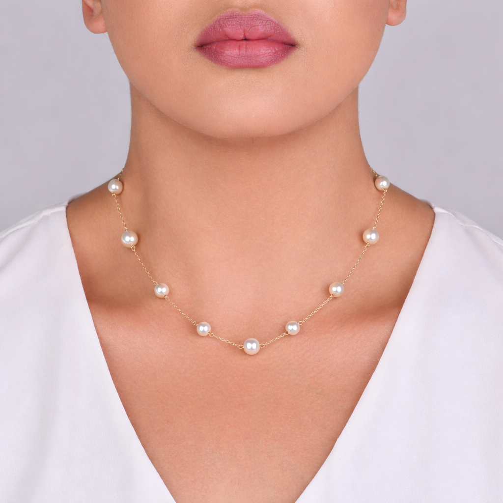 COLAR COM PÉROLAS BANHO OURO