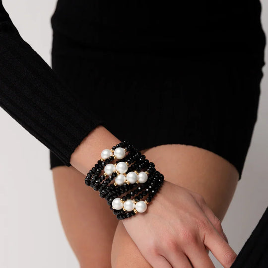 Pulseira Cristais e Pérola Banho Ouro 18k – foto 1 | Selet Joias