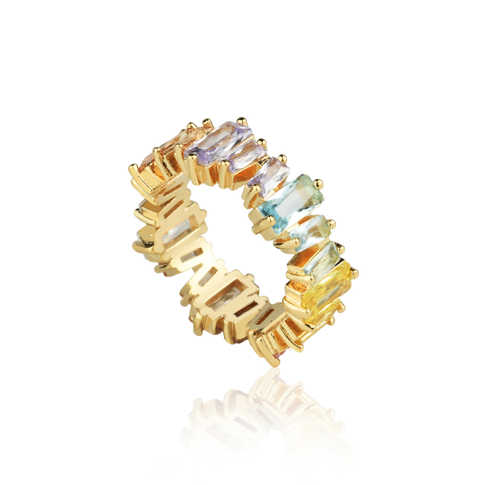 ANEL ZIRCÔNIA IRREGULAR BANHO OURO 18K