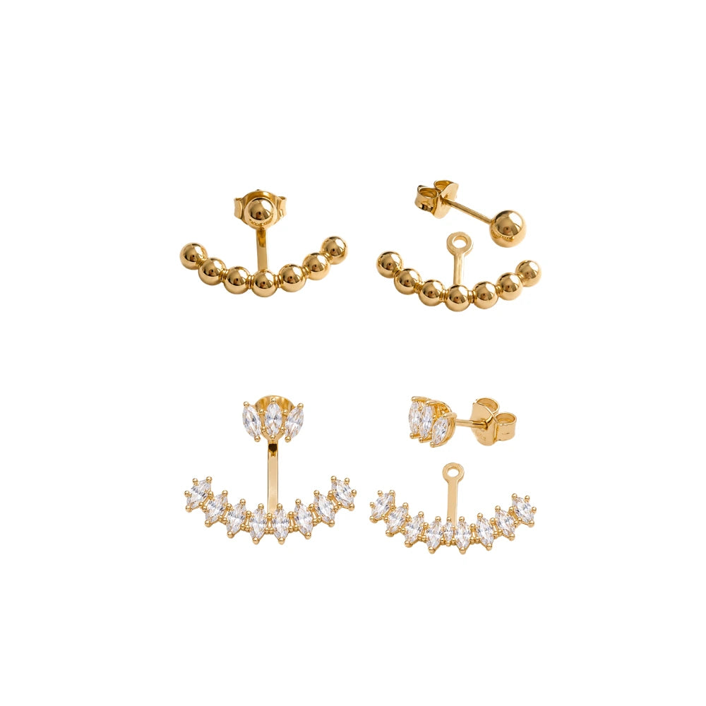 KIT EAR JACKET BANHO OURO + ZIRCÔNIA